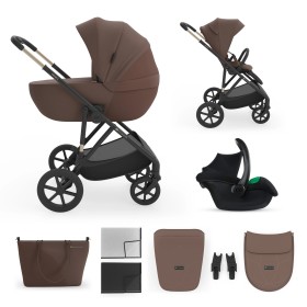 Bộ xe đẩy 3in1 Kinderkraft PRIME3 - Màu nâu